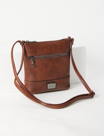 Pronta Moda Lucy Zip Crossbody Bag, Brown product photo