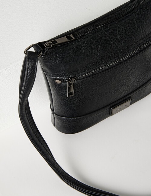 Pronta Moda Lucy Zip Crossbody Bag, Black product photo View 02 L