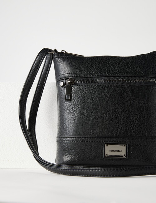 Pronta Moda Lucy Zip Crossbody Bag, Black product photo View 03 L