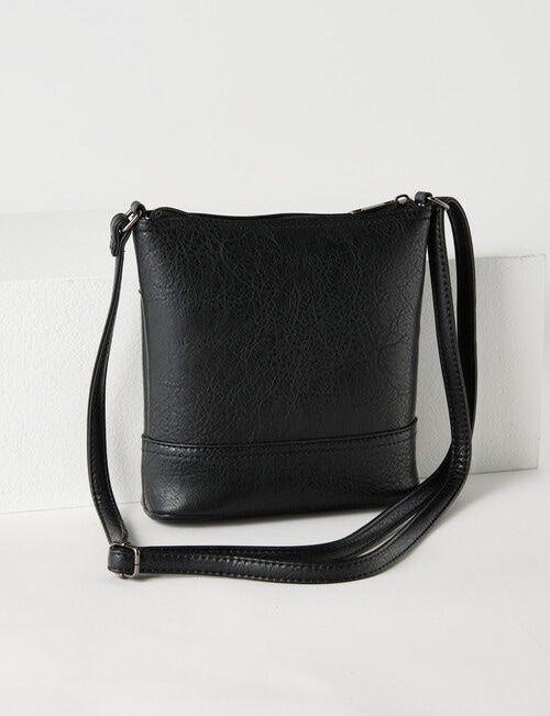 Pronta Moda Lucy Zip Crossbody Bag, Black product photo View 04 L