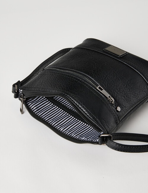 Pronta Moda Lucy Zip Crossbody Bag, Black product photo View 05 L