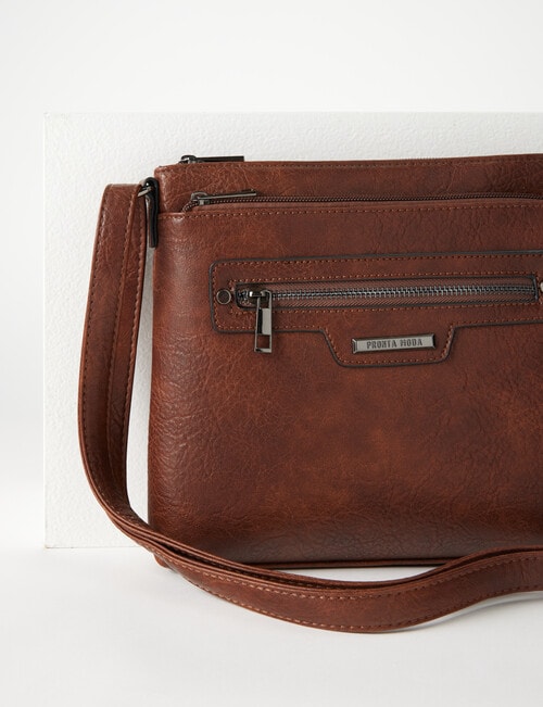 Pronta Moda Lucy Medium Crossbody Bag, Brown product photo View 03 L