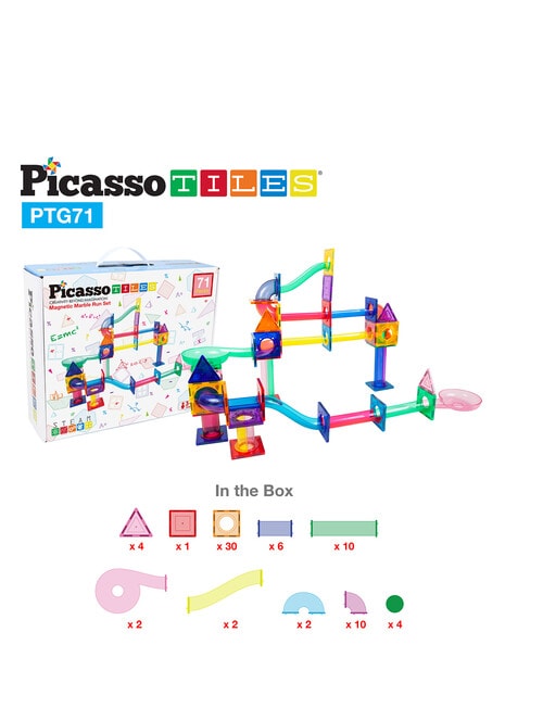 Picasso Tiles, Magnetic Marble Run, 71-Pieces product photo View 02 L