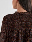 Whistle Autumn Print Long Sleeve Printed Blouse, Black product photo View 06 S
