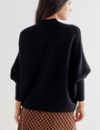 Whistle Rib Long Sleeve Batwing Jumper, Black product photo View 02 S