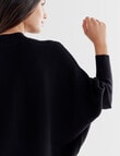 Whistle Rib Long Sleeve Batwing Jumper, Black product photo View 04 S