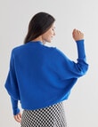 Whistle Rib Long Sleeve Batwing Jumper, Blue product photo View 02 S