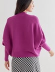 Whistle Rib Long Sleeve Batwing Jumper, Cerise product photo View 02 S
