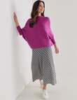 Whistle Rib Long Sleeve Batwing Jumper, Cerise product photo View 03 S