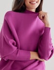 Whistle Rib Long Sleeve Batwing Jumper, Cerise product photo View 04 S