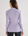 Ella J Long Sleeve Ribbed Polo, Lavender product photo View 02 S