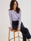 Ella J Long Sleeve Ribbed Polo, Lavender product photo View 03 S