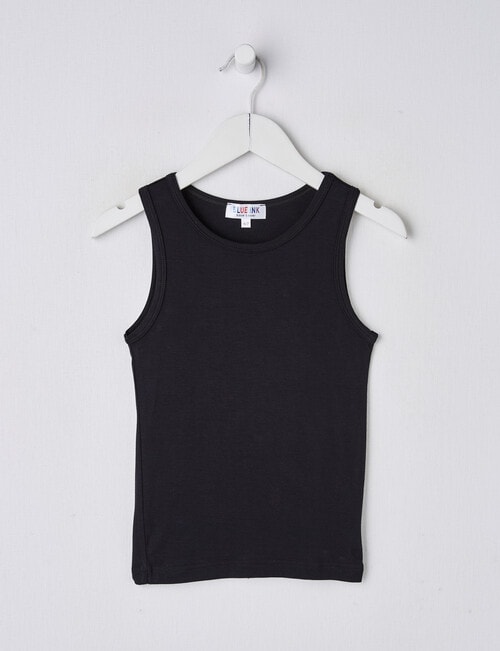 Blue Ink Bamboo Singlet, Black product photo