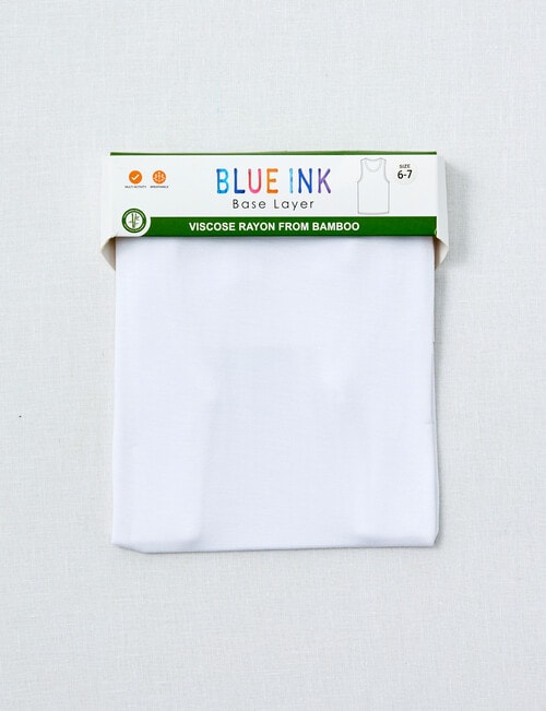 Blue Ink Bamboo Singlet, White product photo View 02 L