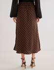Whistle Stripe Satin Slip Skirt, Brown & Black product photo View 02 S