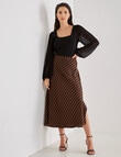 Whistle Stripe Satin Slip Skirt, Brown & Black product photo View 03 S