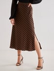 Whistle Stripe Satin Slip Skirt, Brown & Black product photo View 05 S
