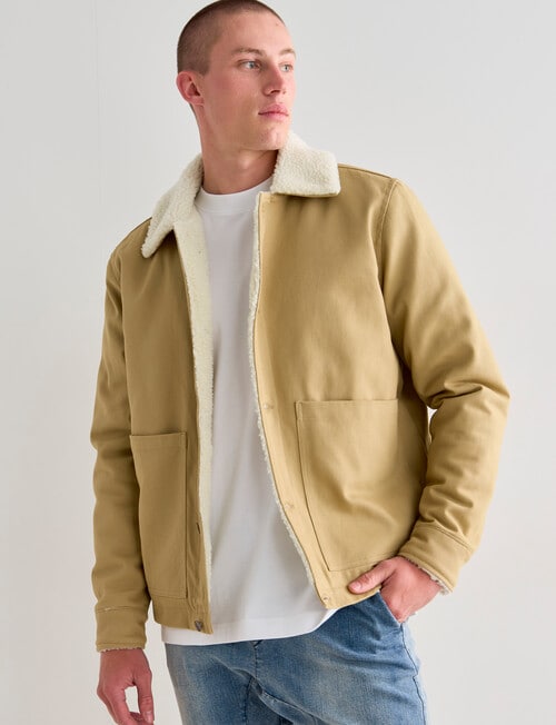Tarnish Sherpa Lined Jacket, Beige product photo View 05 L