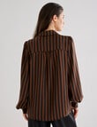 Whistle Stripe Fashion Blouse, Black & Bronze product photo View 02 S