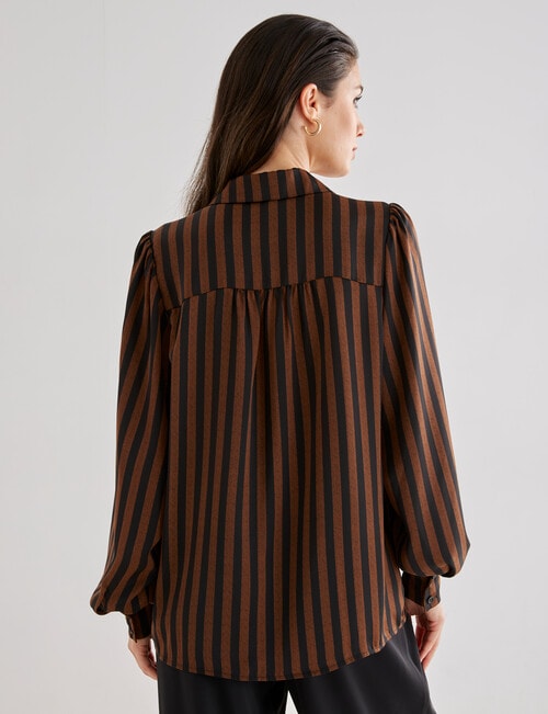 Whistle Stripe Fashion Blouse, Black & Bronze product photo View 02 L