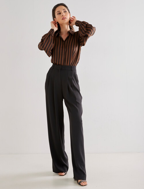 Whistle Stripe Fashion Blouse, Black & Bronze product photo View 03 L