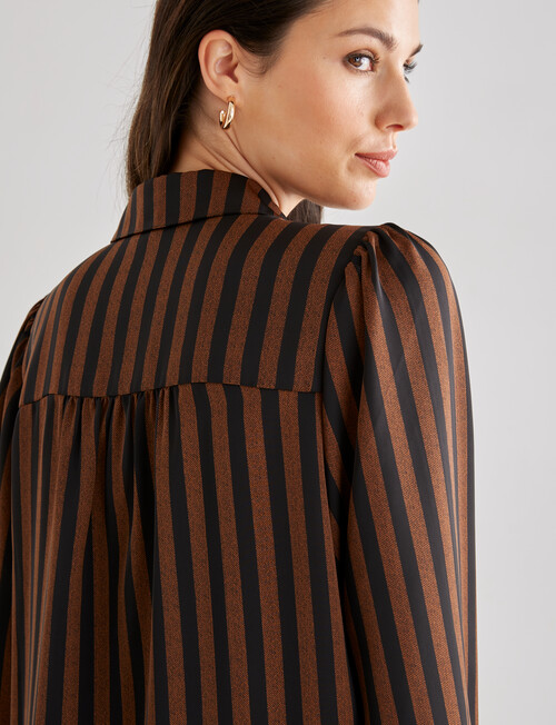 Whistle Stripe Fashion Blouse, Black & Bronze product photo View 04 L