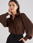 Whistle Stripe Fashion Blouse, Black & Bronze product photo View 06 S