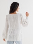 Whistle Self-Check Long Sleeve Top, Ivory product photo View 02 S