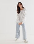 Whistle Self-Check Long Sleeve Top, Ivory product photo View 03 S