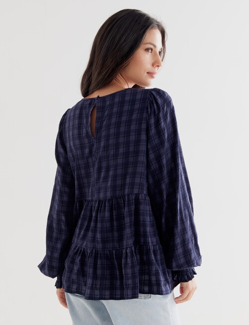 Whistle Self-Check Long Sleeve Top, Navy product photo View 02 L