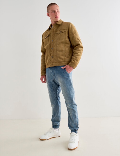 Tarnish Suede Trucker Jacket, Camel product photo View 03 L