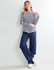 Zest Organic Cotton Long Sleeve Tee, Navy & White Stripe product photo View 03 S