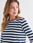 Zest Organic Cotton Long Sleeve Tee, Navy & White Stripe product photo View 04 S
