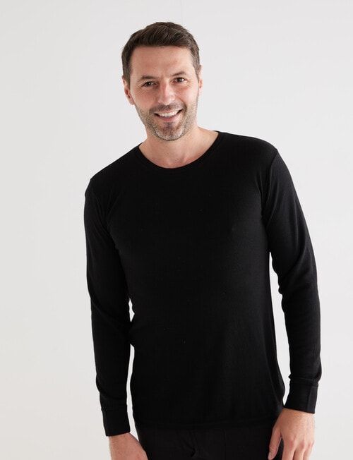 Superfit Merino Bamboo Long Sleeve Crew Tee, Black product photo