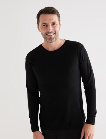 Superfit Merino Bamboo Long Sleeve Crew Tee, Black product photo