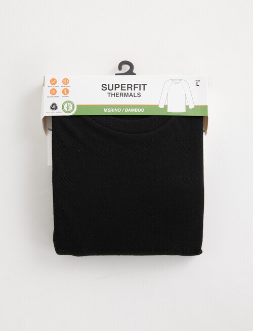 Superfit Merino Bamboo Long Sleeve Crew Tee, Black product photo View 04 L