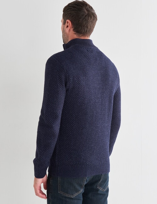 Chisel 1/4 Zip Textured Sweater, Navy Marle product photo View 02 L