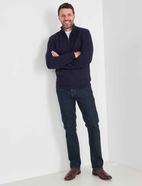 Chisel 1/4 Zip Textured Sweater, Navy Marle product photo View 03 L