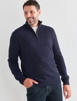 Chisel 1/4 Zip Textured Sweater, Navy Marle product photo View 05 S
