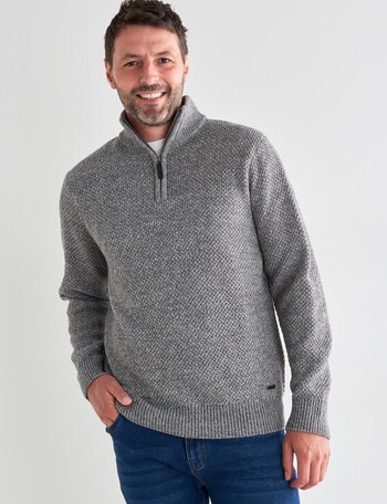 Chisel 1/4 Zip Textured Sweater, Natural Marle product photo