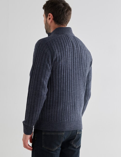 Chisel 1/4 Zip Ribbed Sweater, Blue Marle product photo View 02 L