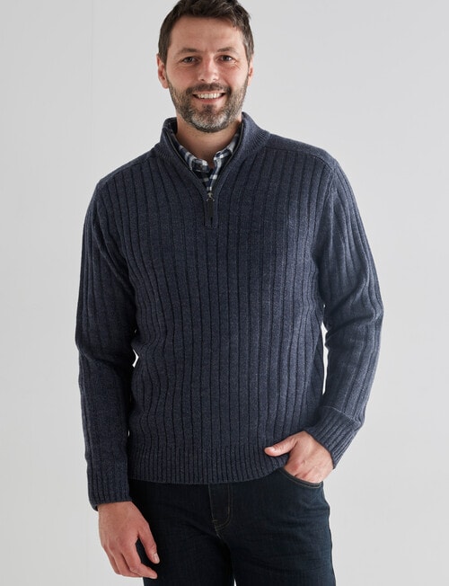 Chisel 1/4 Zip Ribbed Sweater, Blue Marle product photo View 04 L