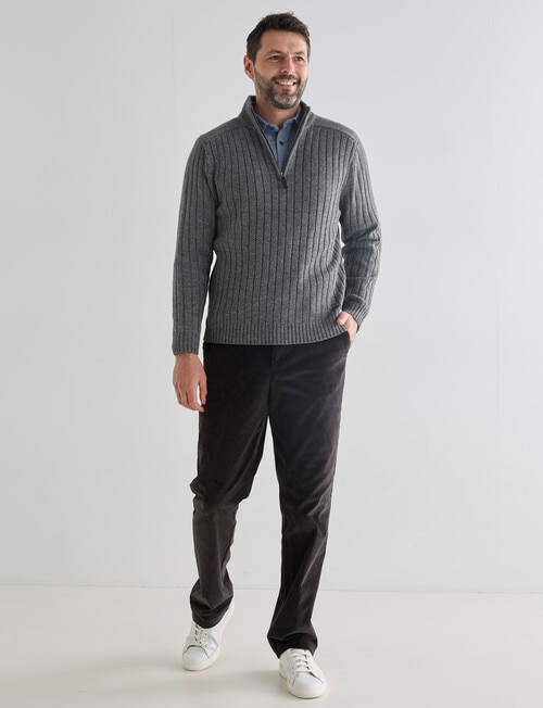 Chisel 1/4 Zip Ribbed Sweater, Grey Marle product photo View 03 L