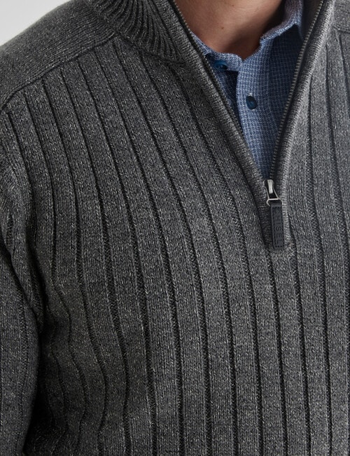 Chisel 1/4 Zip Ribbed Sweater, Grey Marle product photo View 04 L