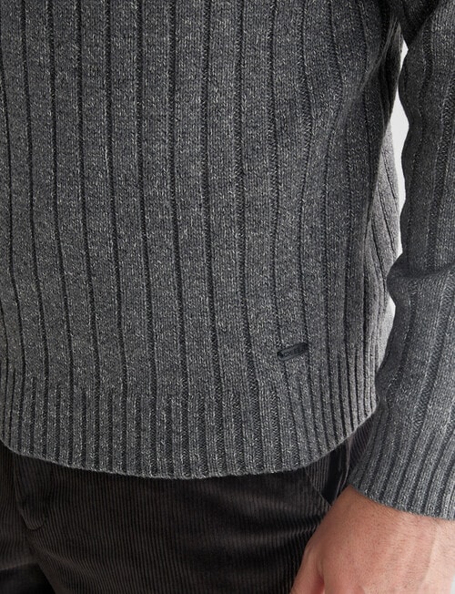Chisel 1/4 Zip Ribbed Sweater, Grey Marle product photo View 05 L