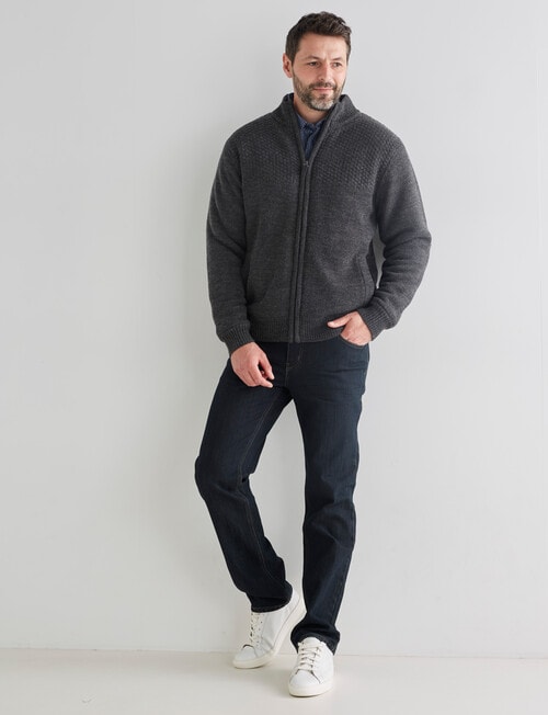Chisel Long Sleeve Zip Through Jumper, Charcoal Marle product photo View 05 L