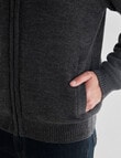 Chisel Long Sleeve Zip Through Jumper, Charcoal Marle product photo View 07 S