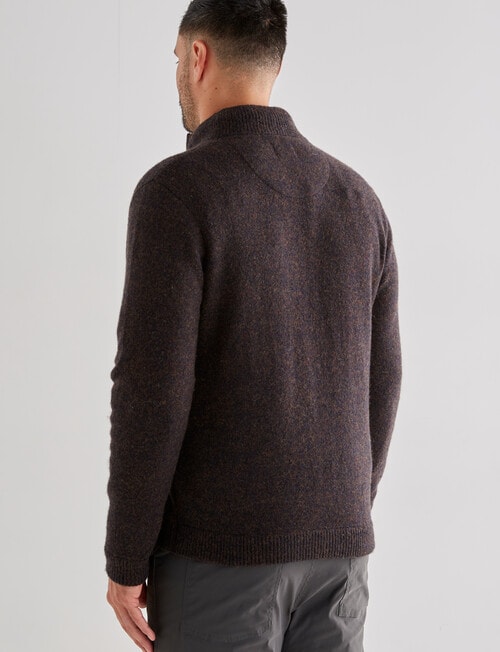 Kauri Trail Dylan Quarter Zip Sweater, Brown Marle product photo View 02 L