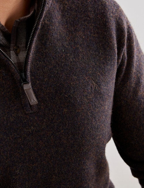 Kauri Trail Dylan Quarter Zip Sweater, Brown Marle product photo View 04 L