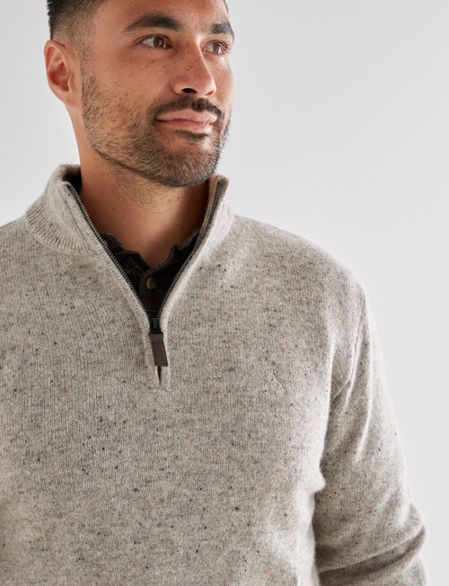 Kauri Trail Dylan Quarter Zip Sweater, Natural Marle product photo View 04 L
